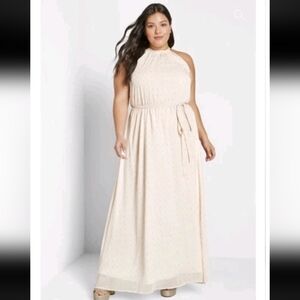 Modcloth illuminated elegance chiffon maxi dress size l